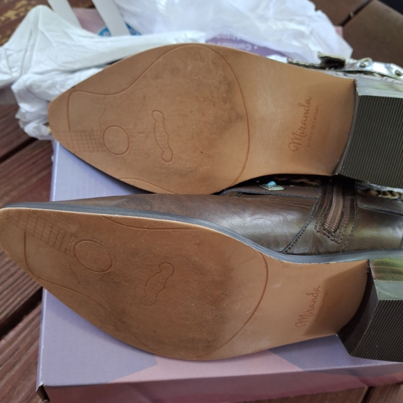 Mirand Lambert Brown Western Edgy Boho Ankle Boots Booties Size 9 - Picture 4 of 4